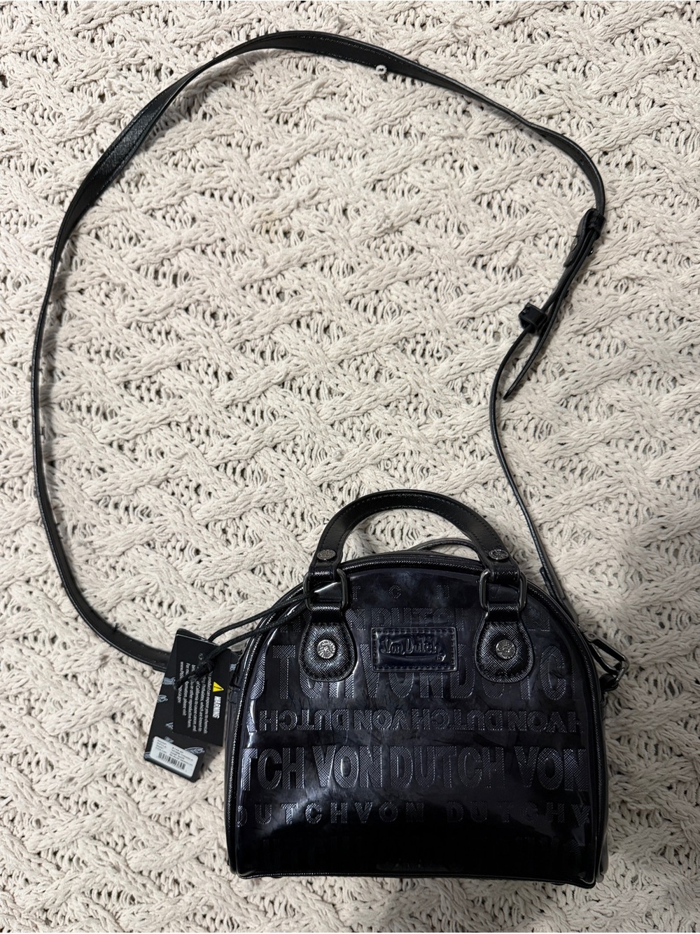Von Dutch Black Patent Dome Crossbody Bag- Y2K- NWT